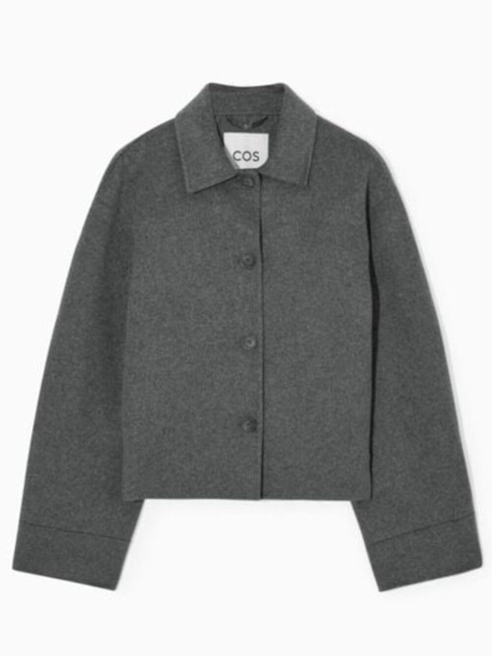 COS Boxy Double Faced Wool Jacket In Grey